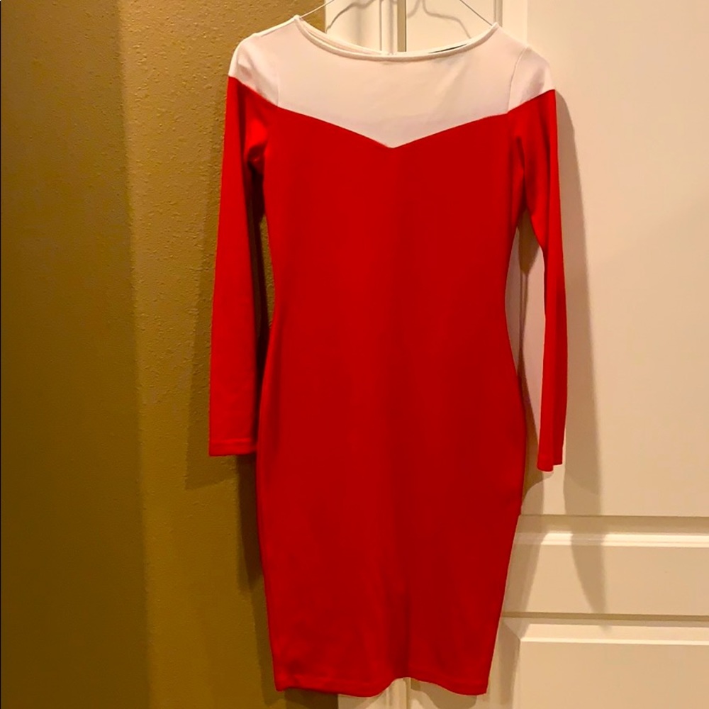 Sweater dress red/white